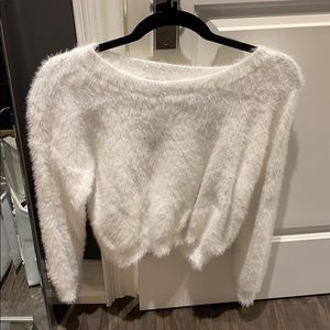 White fuzzy sweater